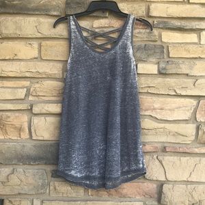 Grey burnout tank with criss cross back!